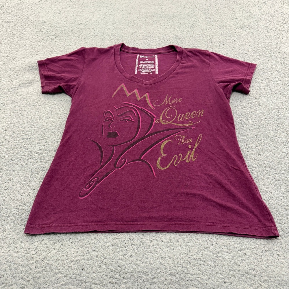Disney Evil Queen Snow White T Shirt Medium Purple V-Neck Organic Cotton